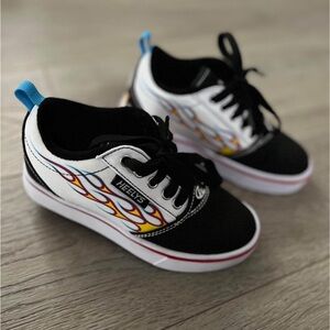 New 13C Heelys Kids' Black and White Sneakers with Flame Design